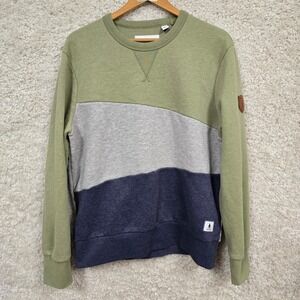 Wanakome Color Block Sweatshirt Mens XL Green Grey Navy Crewneck Pullover